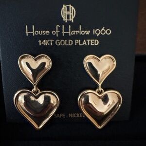 House of Harlow 1960 14K Gold-Plated Double Heart Earrings (NWT)